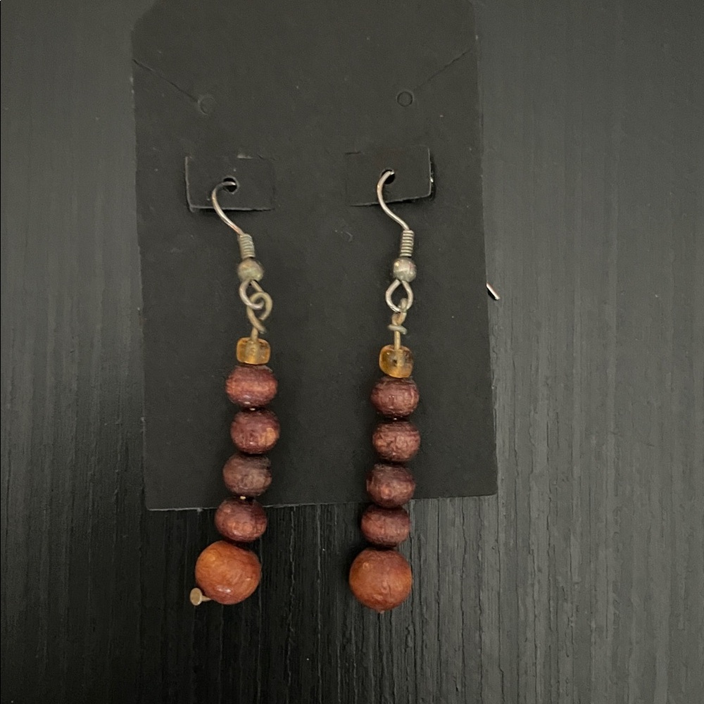Elegant Brown Beaded Earrings